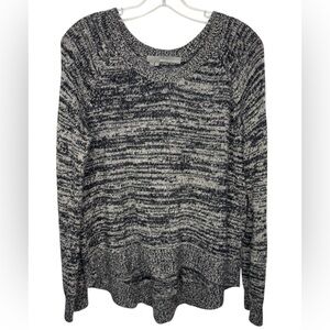 360 Cashmere Wool Cashmere Marled Knit Sweater Gray Black Size Medium